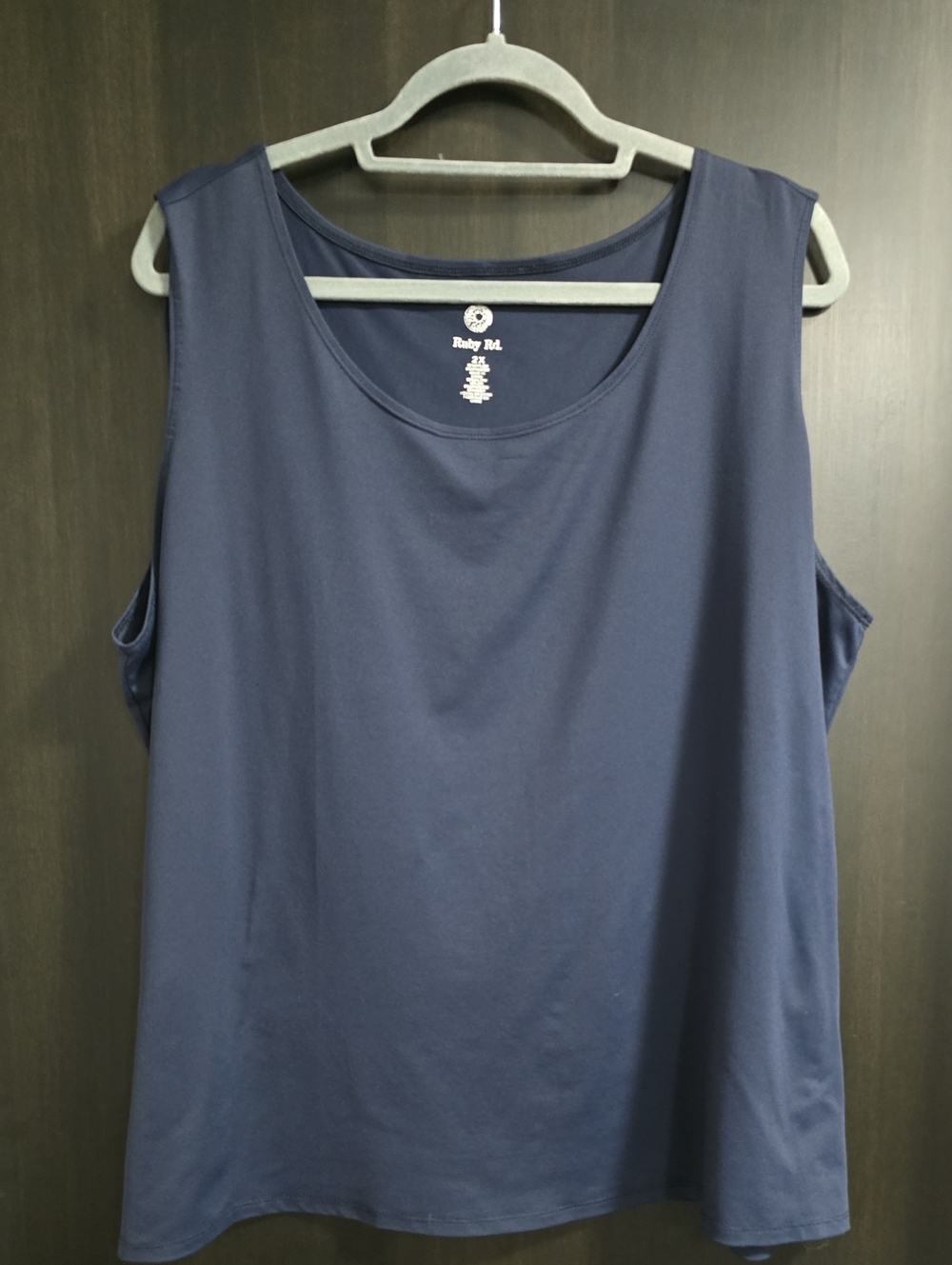 Ruby Rd. Navy Scoop Neck Sleeveless Tank 2X